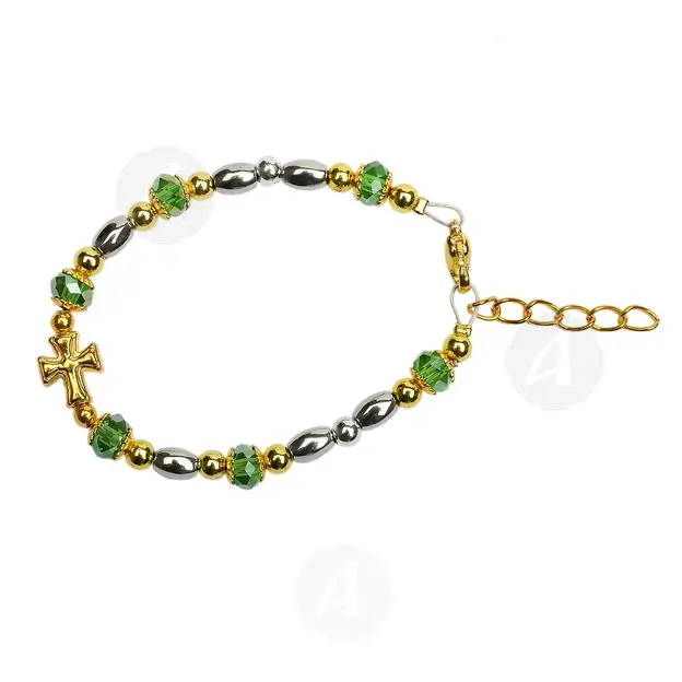 Bracelet with Semi-Precious Stones & Gold Plated Cross (SGRE) - Jewelry στο Athonian.gr