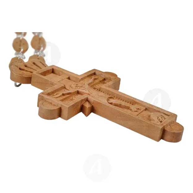 Wooden carved cross necklace - Handiwork στο Athonian.gr