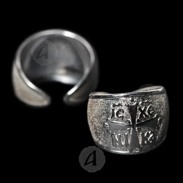 Silver Ring 925° with Cross IC XC NIKA - Jewelry στο Athonian.gr