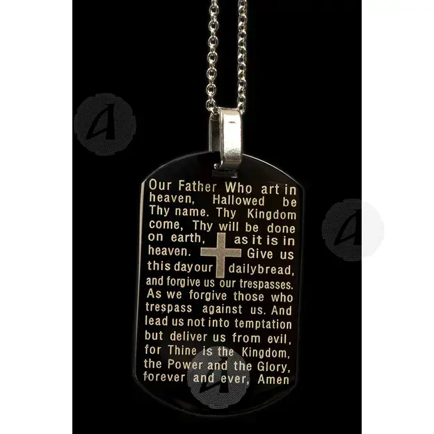 Steel Pendant with Chain & Prayer in English (TL04) - Jewelry στο Athonian.gr