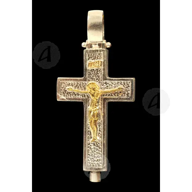 Silver Screwed Cross Necklace 925° with Jesus Christ (6B) - Jewelry στο Athonian.gr
