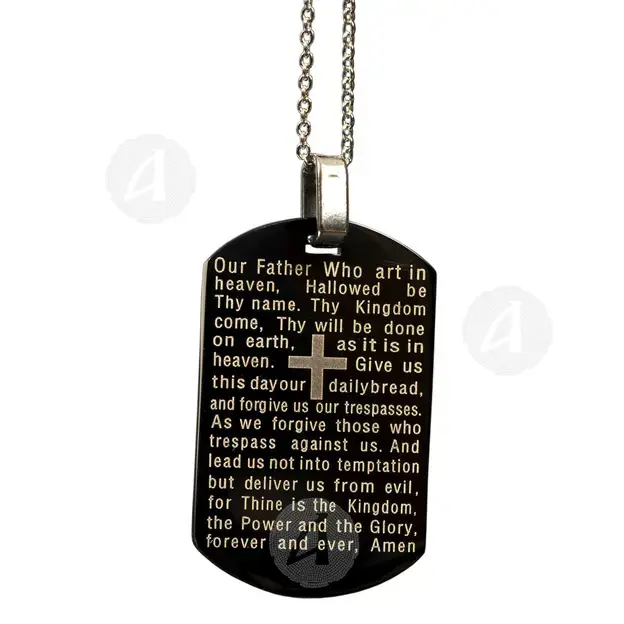 Steel Pendant with Chain & Prayer in English (TL04) - Jewelry στο Athonian.gr