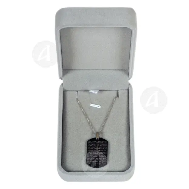 Steel Pendant with Chain & Prayer in English (TL04) - Jewelry στο Athonian.gr