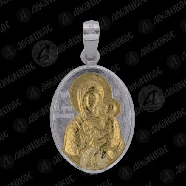 Silver Oval Pendant Virgin Mary Gorgoepikoos (F13B) - Jewelry στο Athonian.gr