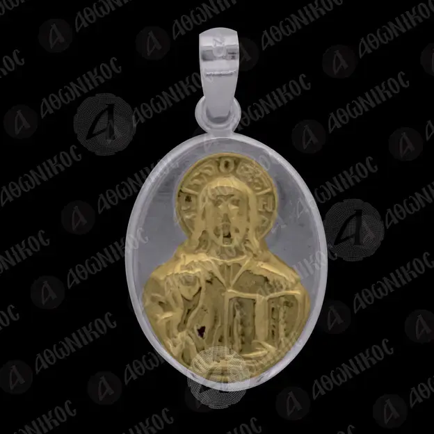 Silver Oval Pendant Jesus Christ Pantocrator (F1B) - Jewelry στο Athonian.gr