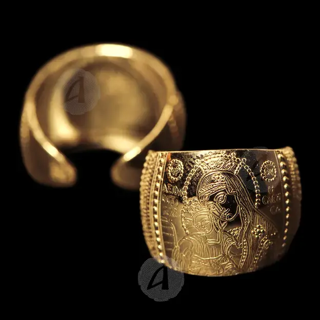 Gold Plated Ring 925°  Virgin Mary Axion Esti - Jewelry στο Athonian.gr