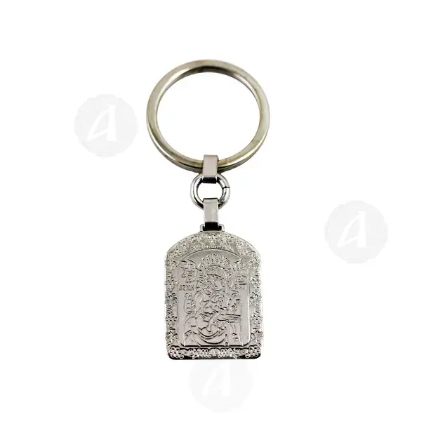 Silver Plated Keyring - Virgin Mary Axion Esti - Handiwork στο Athonian.gr