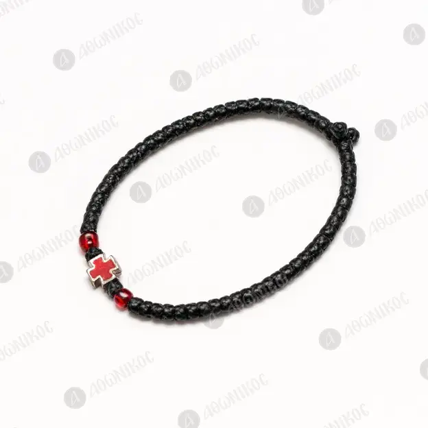 Black Waxy Prayer Ropes with Metallic Cross (WAX-BLA-CRO) - Prayer Ropes στο Athonian.gr
