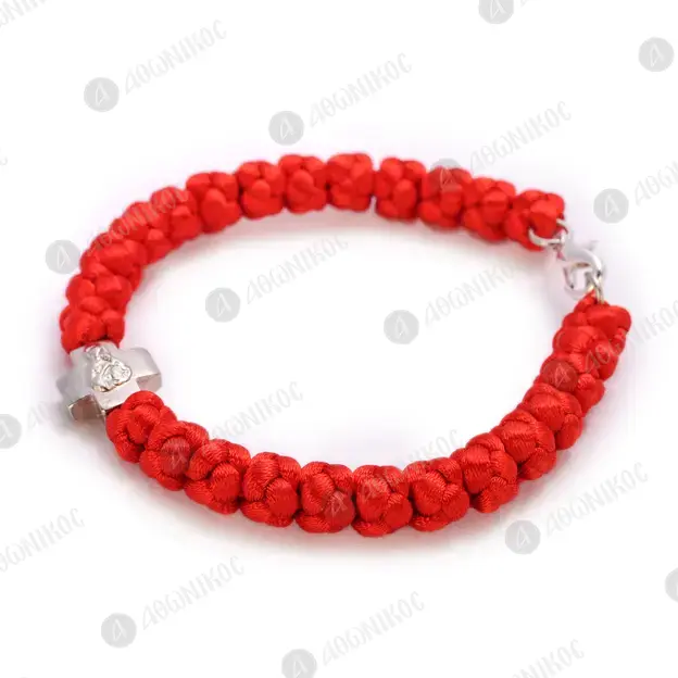 Coloured Prayer Ropes 33 Knots with Silver Cross & Clasp (33K101MA) - Prayer Ropes στο Athonian.gr