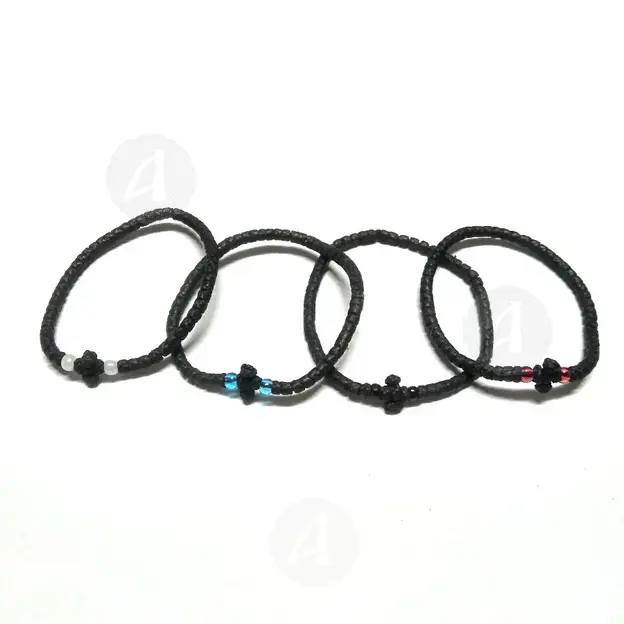 Black Waxy Prayer Ropes with Bead (WAX-BLA) - Prayer ropes στο Athonian.gr