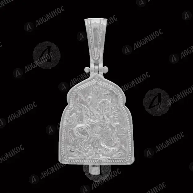 Silver Reliquary Pendant Saint George (2A) - Jewelry στο Athonian.gr