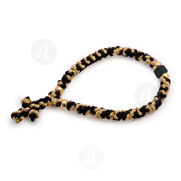 Gold Thread Prayer Rope with 35 Knots (BLAGOL-35-BLK) - Prayer ropes στο Athonian.gr