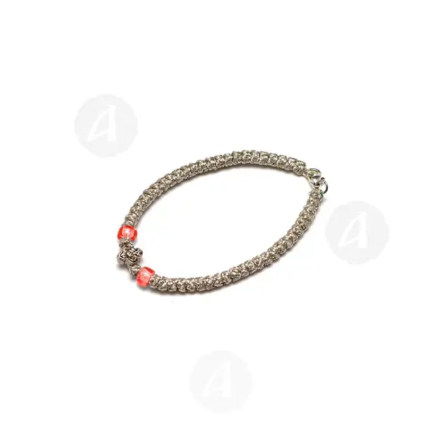 Silver Prayer Rope Gold Thread 50 Knots (SIL-50RED) - Prayer ropes στο Athonian.gr