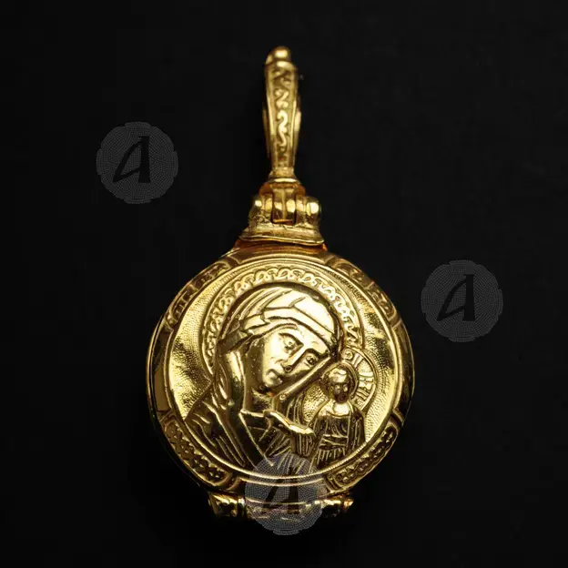 Gold Plated Round Pendant Virgin Mary 153 - Jewelry στο Athonian.gr