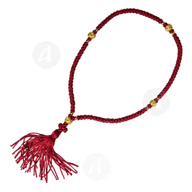 100 Knots Red Silk Prayer Rope Karidokompos (100K-RED) - Prayer ropes στο Athonian.gr