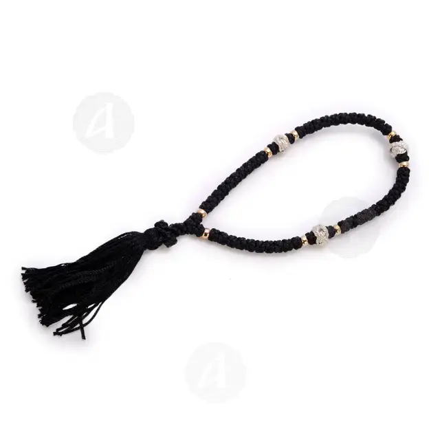 50 Knots Black Silk Prayer Rope Karidokompos (50K) - Prayer ropes στο Athonian.gr
