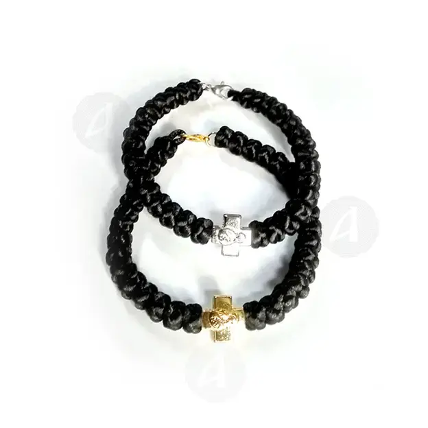 Black Satin Prayer Ropes 33 Knots with Cross (33K100MA) - Prayer ropes στο Athonian.gr