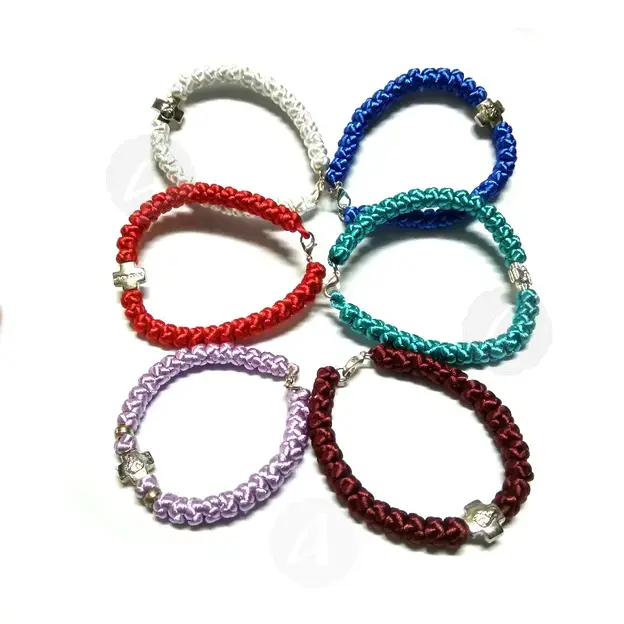 Coloured Prayer Ropes 33 Knots with Silver Cross & Clasp (33K101MA) - Prayer ropes στο Athonian.gr