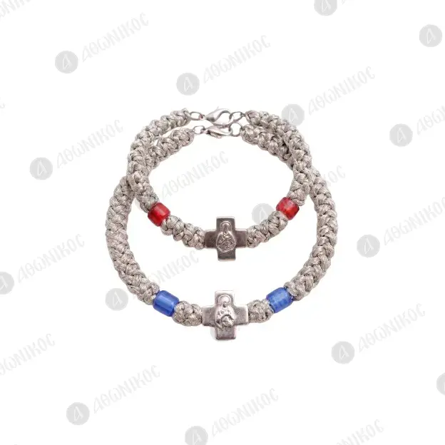 Gold Thread Prayer Rope 33 Knots with Cross (SILRED-33CL) - Prayer Ropes στο Athonian.gr