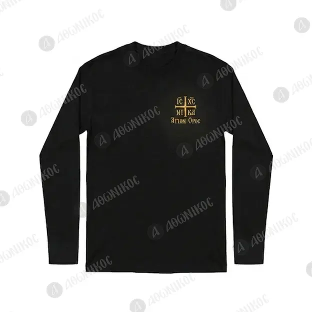 Athonian Long Sleeve Shirt with Embroidered IC XC NIKA - Clothing & Accessories στο Athonian.gr